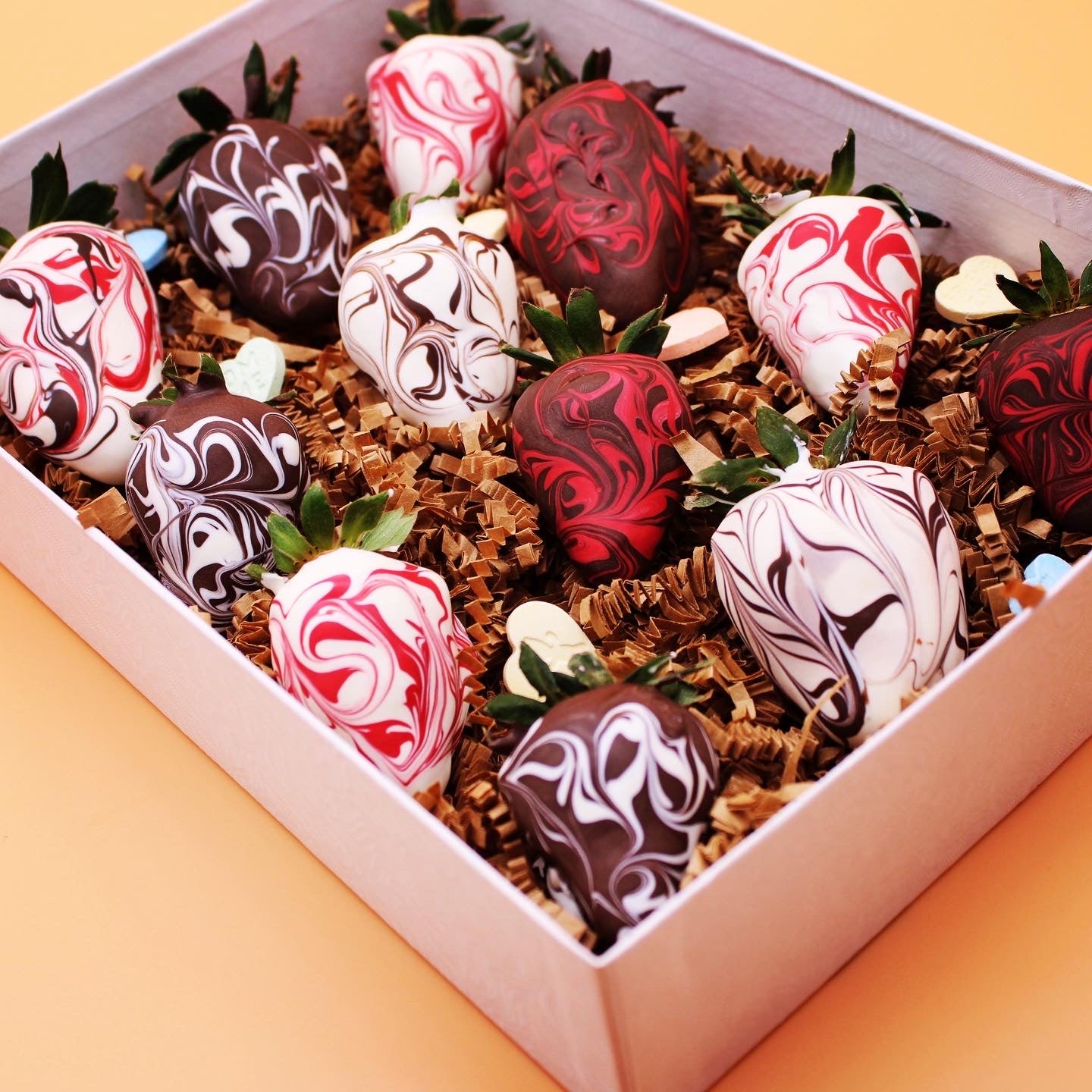 Marbled Chocolate Covered Strawberries