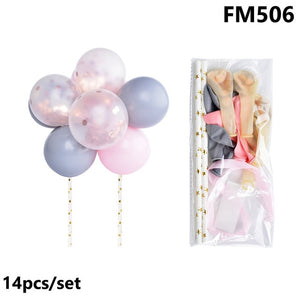 3 piece 5" Transparent Balloons With Confetti Ball Cake Topper