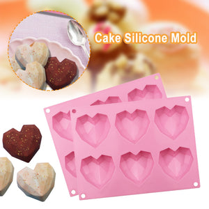3D Diamond Love Heart Shape Silicone Molds
