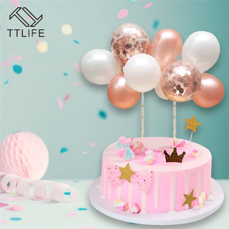 TTLIFE 5 pcs/lot Balloon Cake Topper Cloud Shape Confetti Balloon Cake Topper balons for Birthday Baby Shower Wedding Decoration