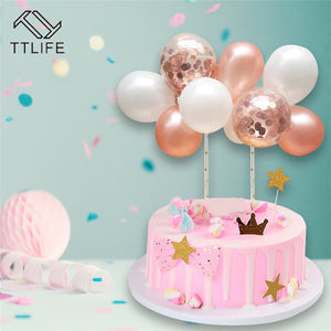 TTLIFE 5 pcs/lot Balloon Cake Topper Cloud Shape Confetti Balloon Cake Topper balons for Birthday Baby Shower Wedding Decoration