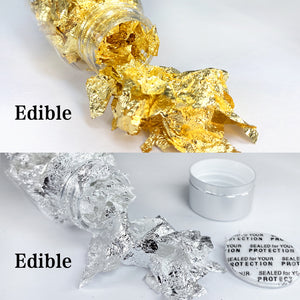 Edible Gold Powder Pearl Powder Baking Color Dust  24K Edible Gold Silver Leaf Flakes for Cake Food Decoration Gold Foil Flakes