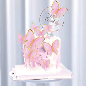 10pcs Happy Birthday Butterfly Cake Topper Paper Card Cupcake Baking D –  Dulce Cakes and Confections