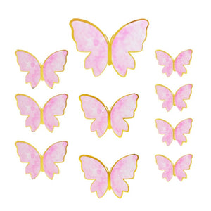 10pcs Happy Birthday Butterfly Cake Topper Paper Card Cupcake Baking Decoration for Wedding Birthday Party Supplies